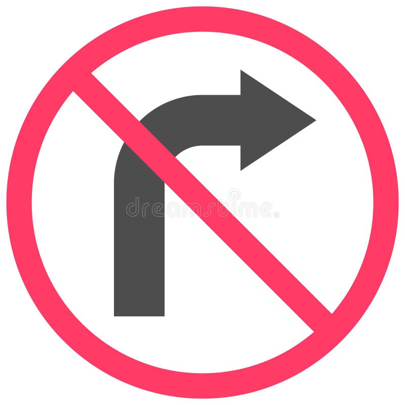 No Right Turn Icon, Prohibition Sign Vector Illustration Stock Vector ...