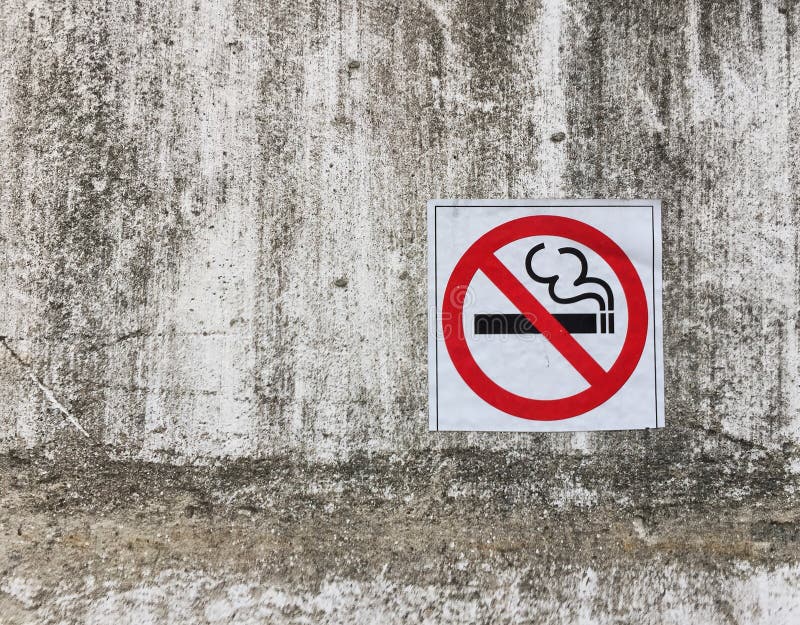 No Smoking Sign on Concrete Wall Stock Image Image of cigarette