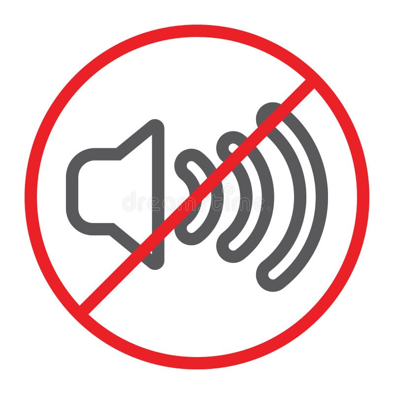 No Sound Line Icon, Prohibited and Silence, No Noise Sign, Vector Graphics, a Linear Pattern on a White Background. Stock Vector - Illustration of logo, music: 140106333