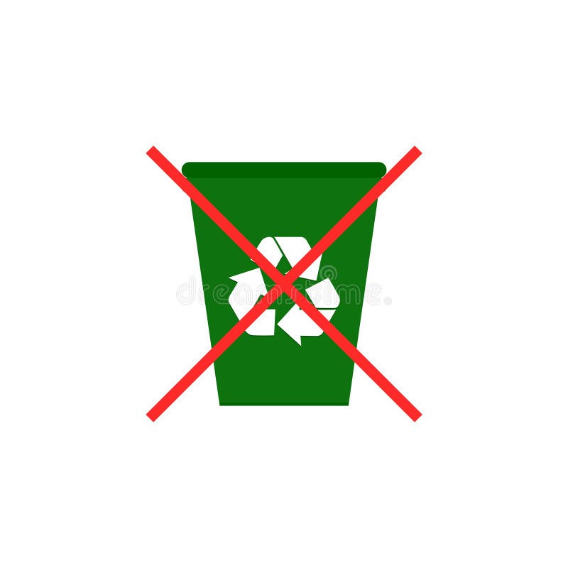 No tirar basura icono de signo de la papelera de reciclaje aislado en fondo blanco stock de ilustración