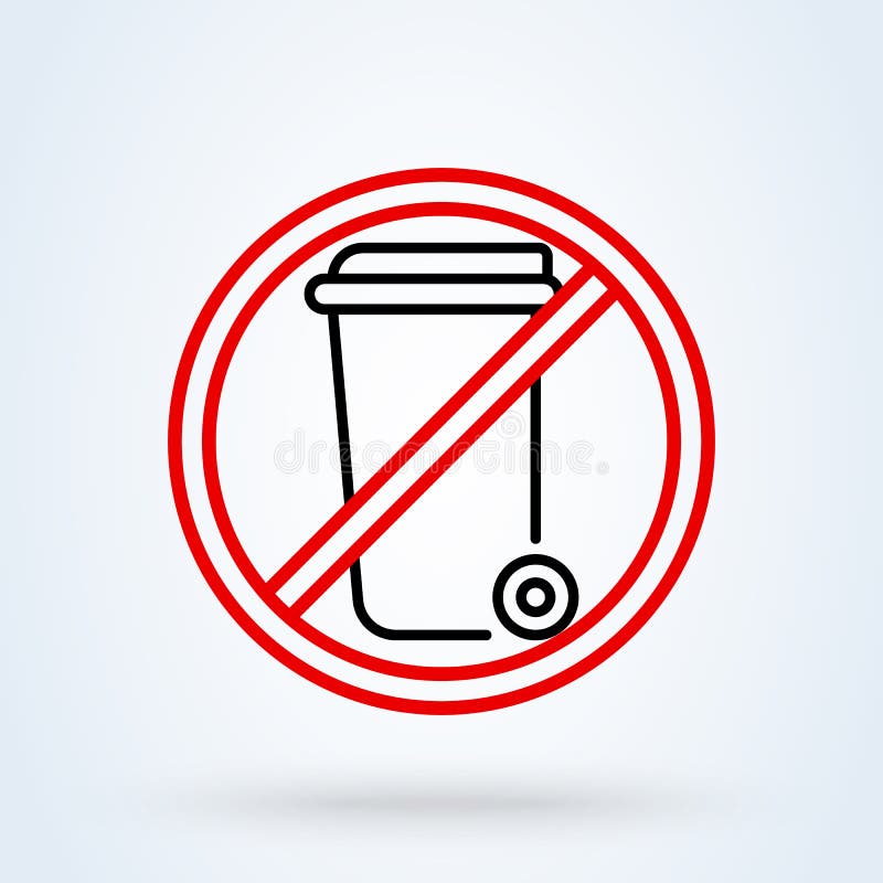 Crossedout Garbage Can, Sign. No Trash Bin Icon. Container Recycle