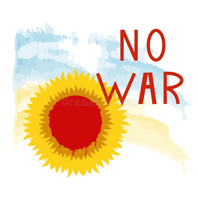 No War. Stop the war, the inscription on the background of the Ukrainian symbol, the protest against aggression and vector illustration