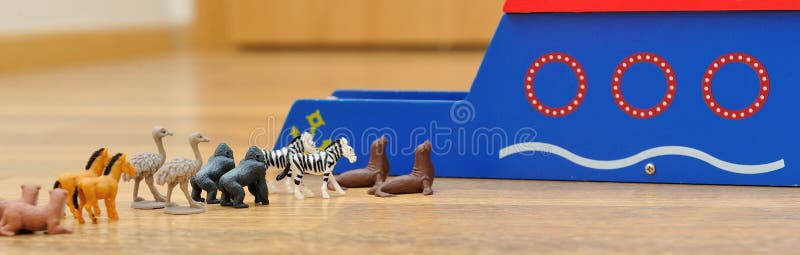 Noah S Ark With Animals From Toys Stock Image Image Of Noah Bible