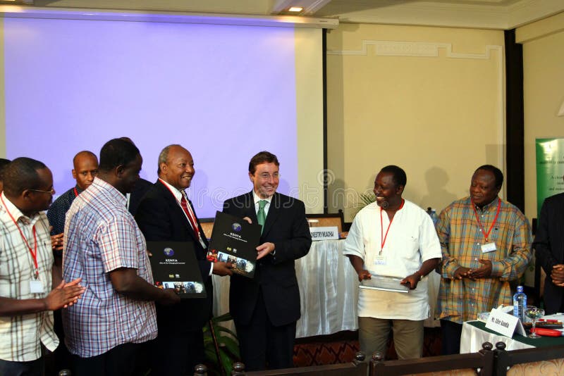 Noah Wekesa, John Michuki and Achim Steiner stock images
