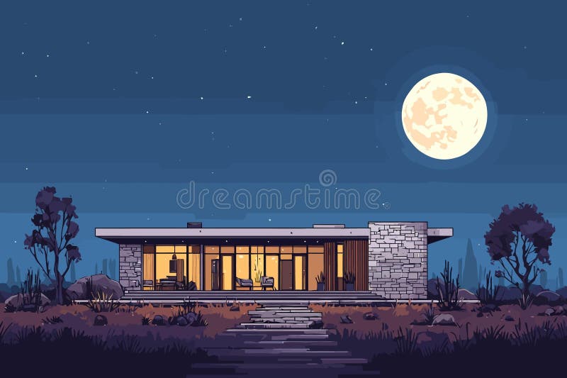 Noapte Fotografie de lumină Modern House atmosferă de viață fin izolate vector illustration
