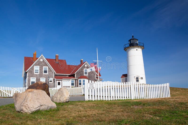 Nobska punktu światło jest latarnią morską lokalizować na Cape Cod, usa obrazy stock