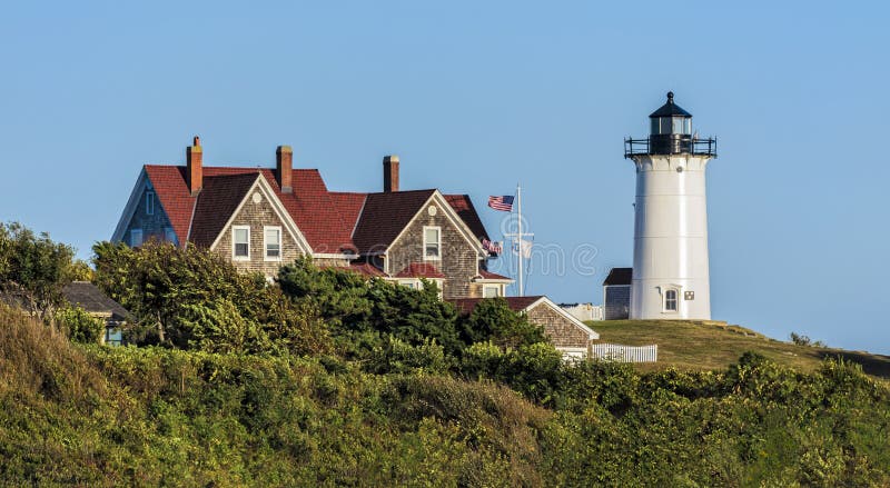 Nobskavuurtoren Cape Cod Massachusetts royalty-vrije stock afbeelding Nobskavuurtoren Cape Cod Massachusetts royalty-vrije stock afbeelding