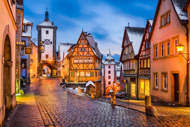 Noc w Rothenburg ob dera Tauber, Niemcy fotografia royalty free Noc w Rothenburg ob dera Tauber, Niemcy fotografia royalty free