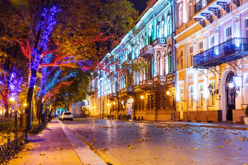 Noc widok Odessa, Ukraina