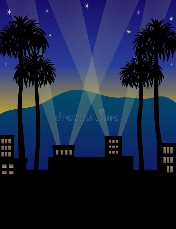 Noche de Hollywood stock de ilustración Noche de Hollywood stock de ilustración