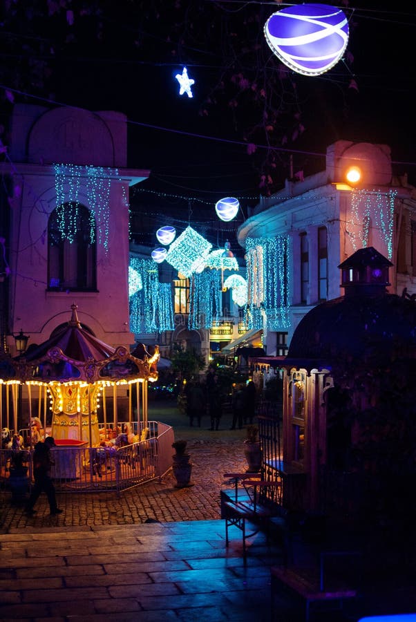 Noche Tbilisi de la calle foto de archivo libre de regalías Noche Tbilisi de la calle foto de archivo libre de regalías