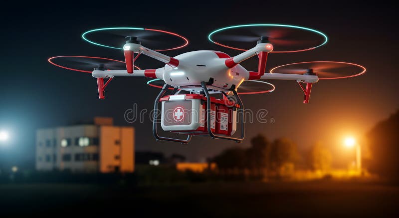 Nocny system dostarczania drogą medyczną : Zaawansowana technologia reagowania kryzysowego ilustracji