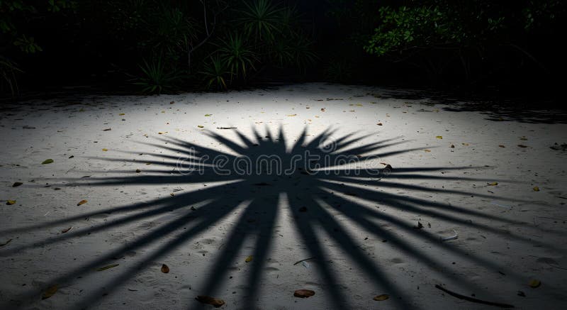 Nocturnal Pandanus Tree Shadow Under a Full Moon Stock Illustration ...