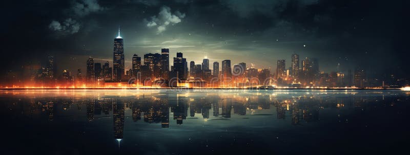 Reflecții nocturne privind apele urbane stock photography