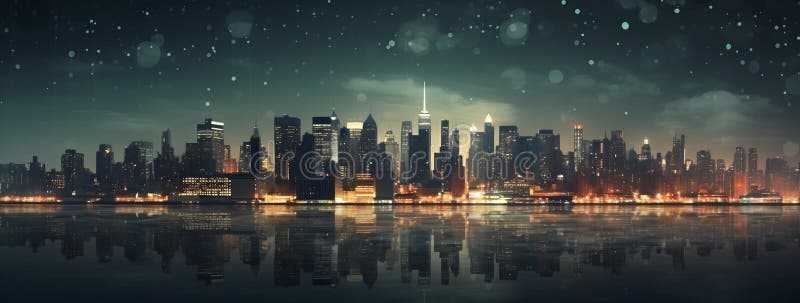Reflecții nocturne privind apele urbane stock photo