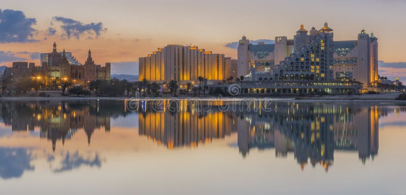 Nocturnal view on the central beach of Eilat, Israel