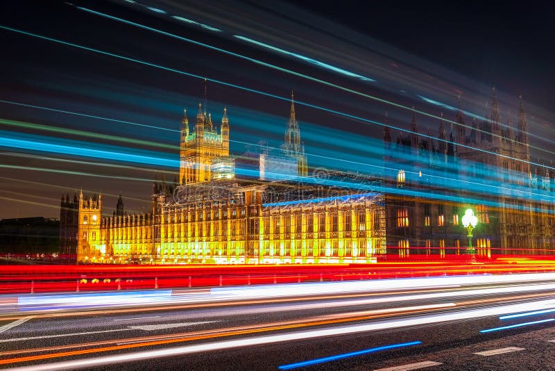 Nocy scena Big Ben i dom parlament w Londyn zdjęcie stock