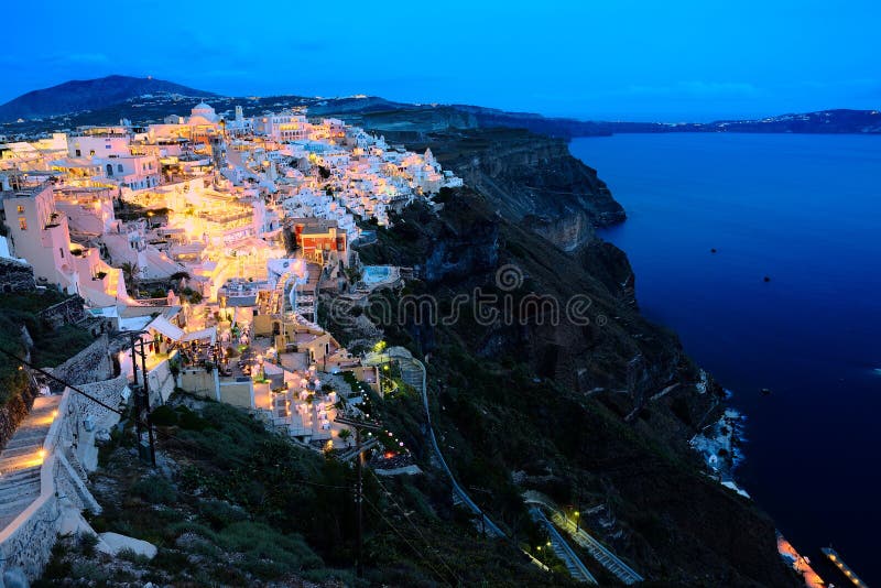 Nocy sceny Santorini zdjęcia royalty free
