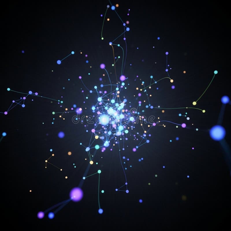 Nodes, creating a dynamic visual representation often used to vector illustration