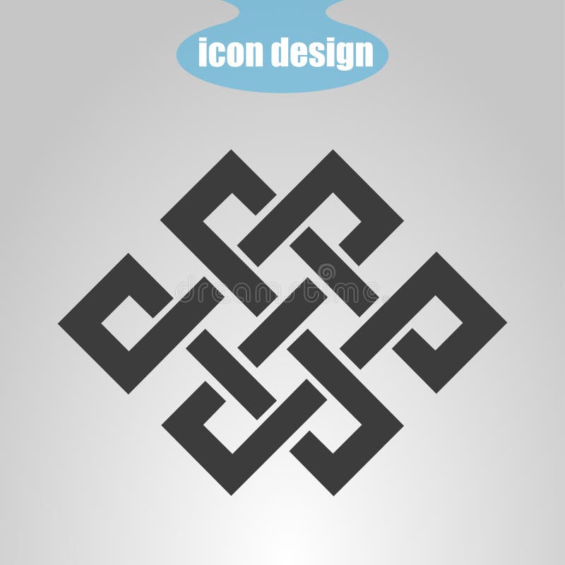 Nodo senza fine dell'icona su un fondo grigio Illustrazione di vettore Simbolo buddista (JPG +EPS)