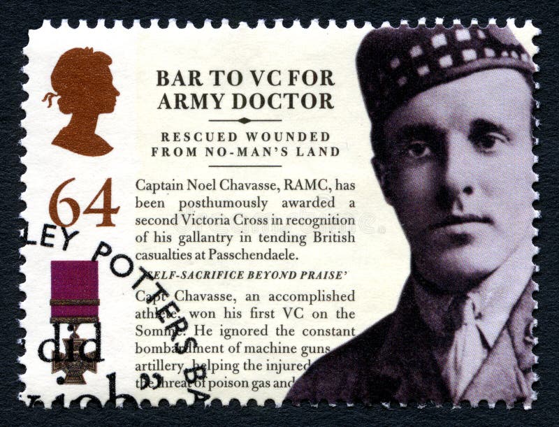 Noel Chavasse VC Postage Stamp from the UK stock photos Noel Chavasse VC Postage Stamp from the UK stock photos