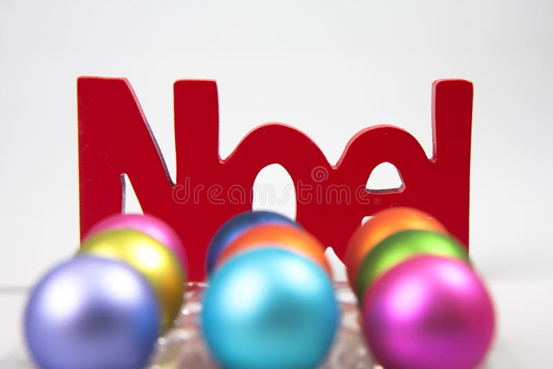 Noel and Christmas ornaments stock image