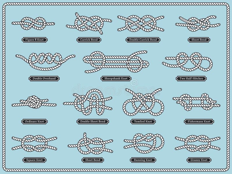 Noeuds de corde de navigation Ensemble de vecteur d'éléments nautiques de conception illustration stock Noeuds de corde de navigation Ensemble de vecteur d'éléments nautiques de conception illustration stock