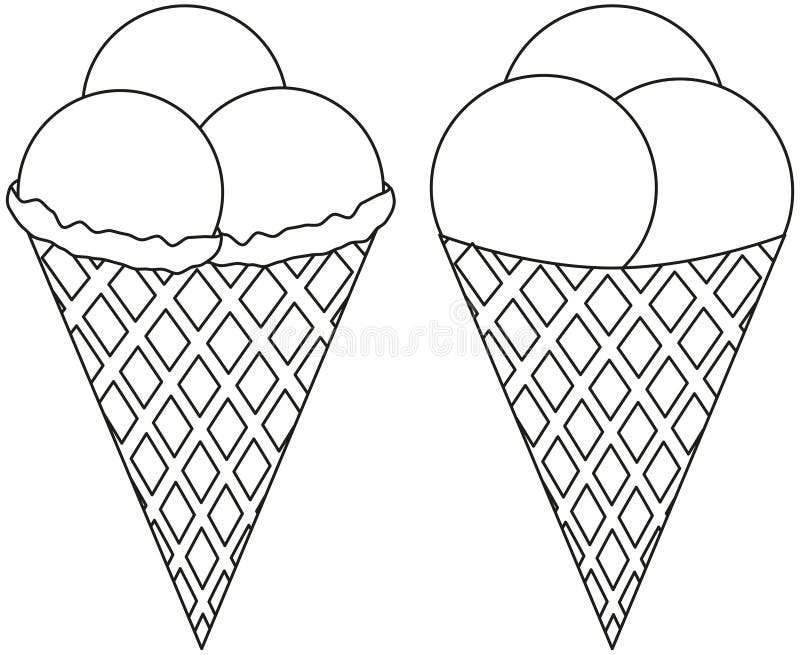 Creme Glacee De Schema 2 Ensemble Noir Et Blanc D Icone De Cone De 3 Boules Illustration De Vecteur Illustration Du Cone Boules 111186374