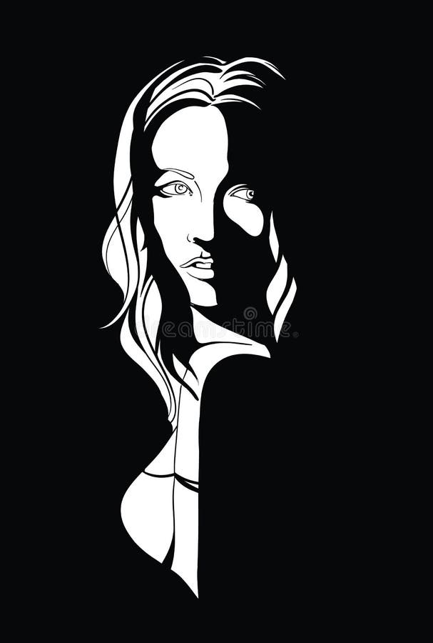 Portrait of a young woman with long hair in noir style. Portrait of a young woman with long hair in noir style