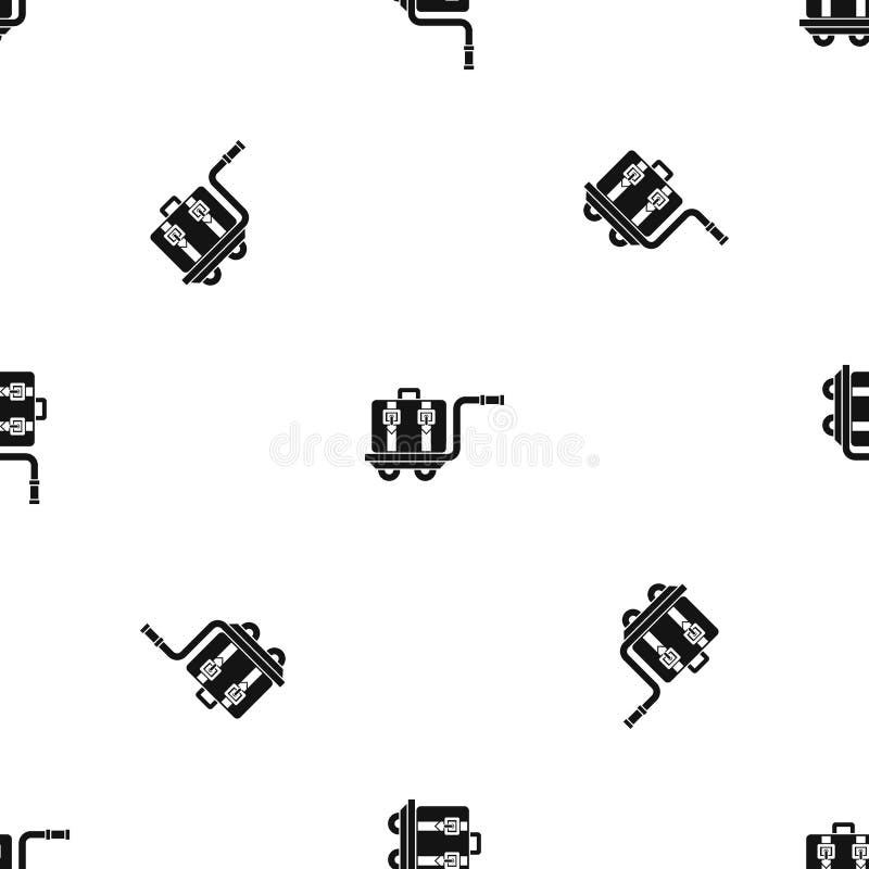 Noir sans couture de modèle de chariot de bagages illustration stock Noir sans couture de modèle de chariot de bagages illustration stock