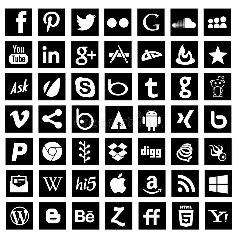 Noir social d'icônes de réseau de media illustration libre de droits Noir social d'icônes de réseau de media illustration libre de droits