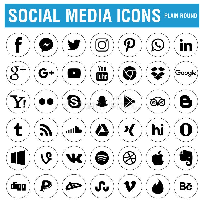 Icônes de réseaux sociaux noirs illustration de vecteur