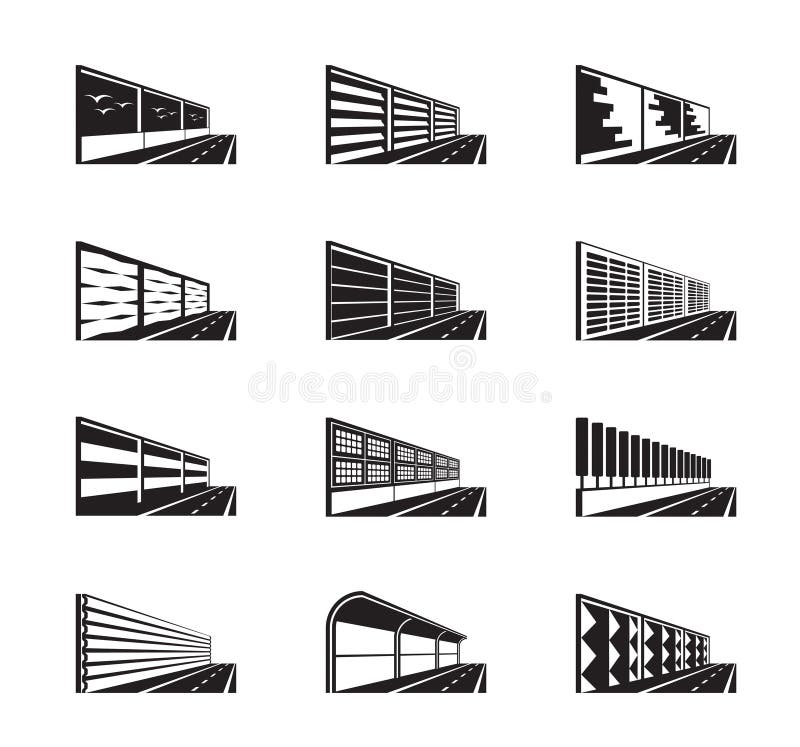 Noise barriers on highway stock vector. Illustration of road 131658714