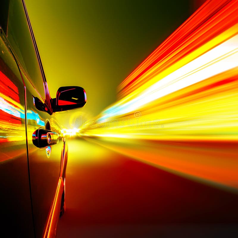 Noite, carro de alta velocidade foto de stock