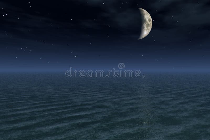 Noite da Lua Crescente ilustração royalty free