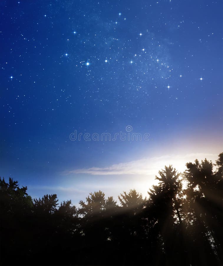 A picture of rising sun and fading stars of Milky Way. A picture of rising sun and fading stars of Milky Way