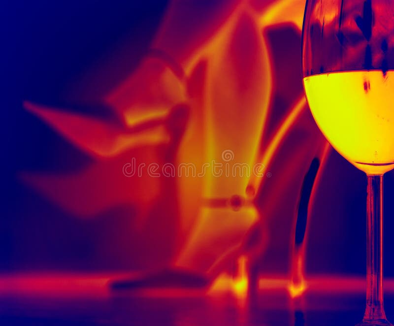 Noite romântica com um vidro do vinho - infravermelho