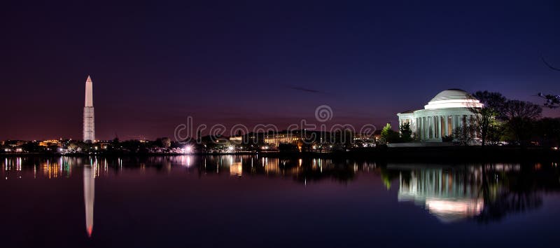 Noite Washington D.C Waterfront Panorama