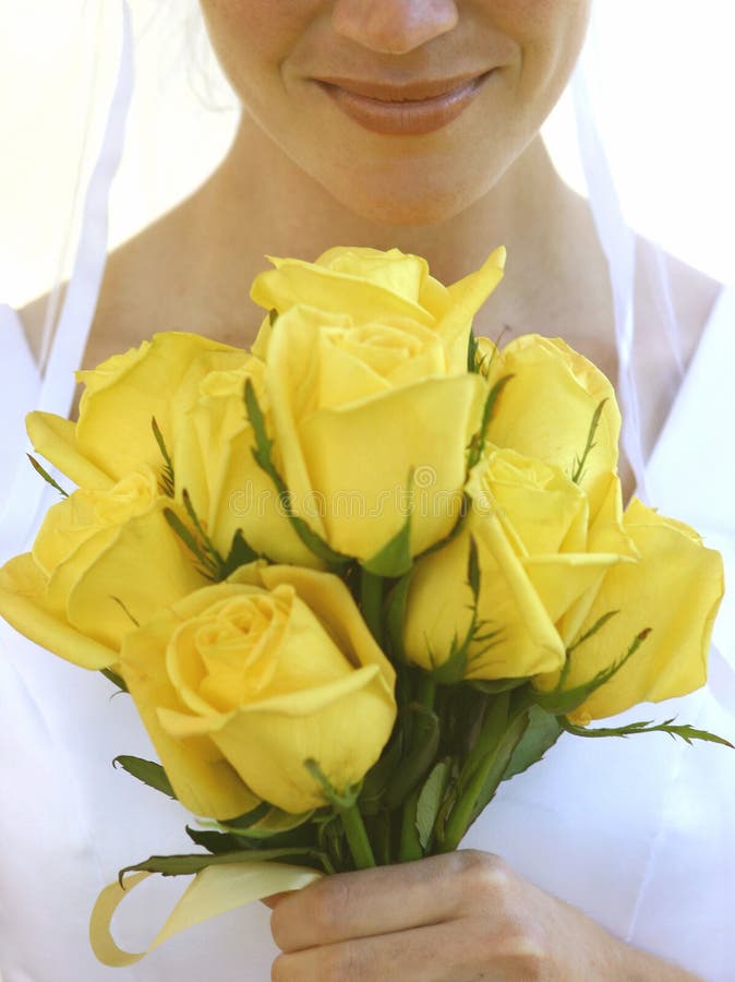 Noiva com suas rosas imagens de stock royalty free Noiva com suas rosas imagens de stock royalty free