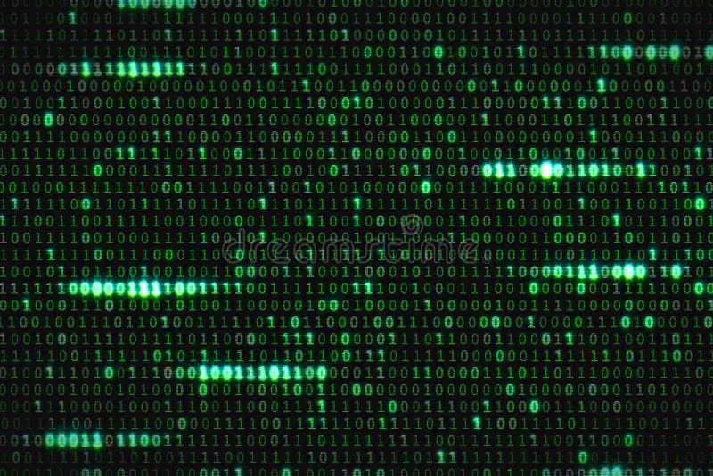 Noll och en gröna binära digitala kod, dator frambragte sömlös bakgrund för öglasabstrakt begrepprörelse, ny teknik arkivfoto