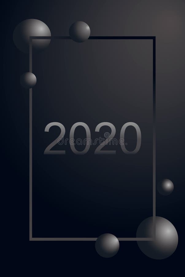 nombre argenté de luxe de la carte de voeux 2020 deux mille et douze et boule grise dans le cadre de gradient verticalement sur l illustration de vecteur nombre argenté de luxe de la carte de voeux 2020 deux mille et douze et boule grise dans le cadre de gradient verticalement sur l illustration de vecteur