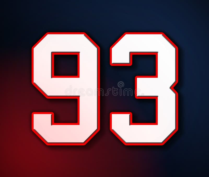 93 American Football Classic Vintage Sport J2rsey Number in white, red and blue colors style look in the colors of the American flag design Patriot / Patriots 3D illustration. 93 American Football Classic Vintage Sport J2rsey Number in white, red and blue colors style look in the colors of the American flag design Patriot / Patriots 3D illustration