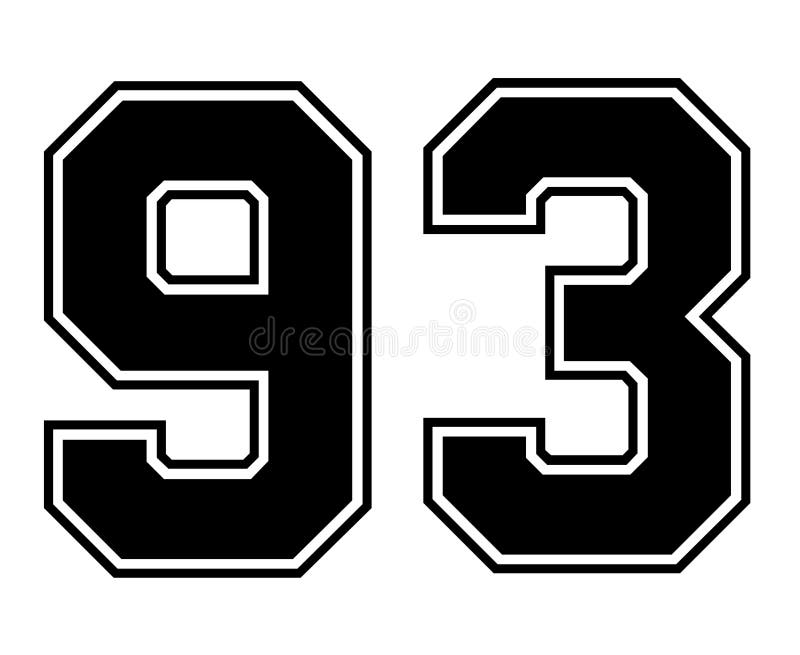93 Classic Vintage Sport Jersey Number 10 in black number on white background for american football, baseball or basketball / logos and t-shirt. - Illustration. 93 Classic Vintage Sport Jersey Number 10 in black number on white background for american football, baseball or basketball / logos and t-shirt. - Illustration
