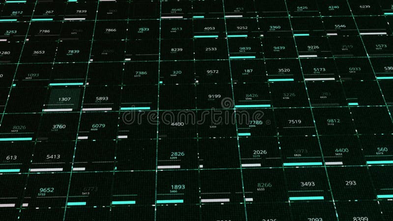 Nombres de la bourse dans un graphique d'écoulement sur la boucle sans couture de fond noir. Animation. Index financiers des entre illustration stock
