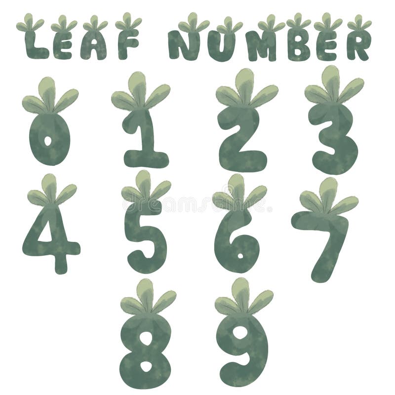 Nombres laisse des éléments illustration de vecteur