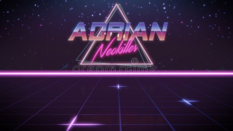Nome Adrian nello stile dello synthwave illustrazione di stock