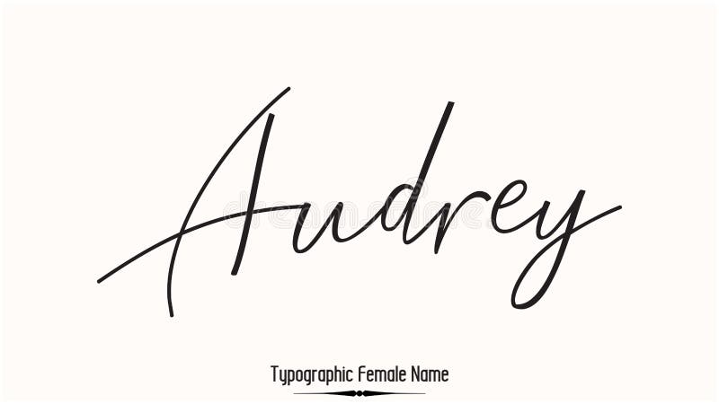 Audrey Woman's Name. Typescript Handwritten Lettering Calligraphy Text on Light Pink Background. Audrey Woman's Name. Typescript Handwritten Lettering Calligraphy Text on Light Pink Background