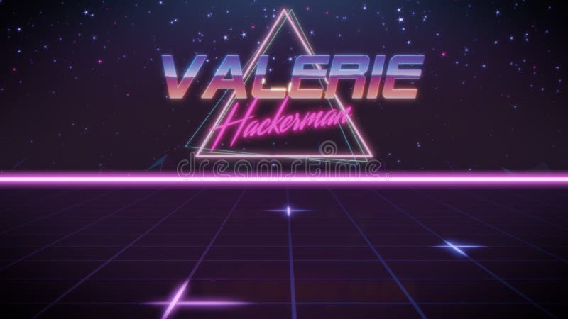 Nome Valerie nello stile dello synthwave illustrazione di stock