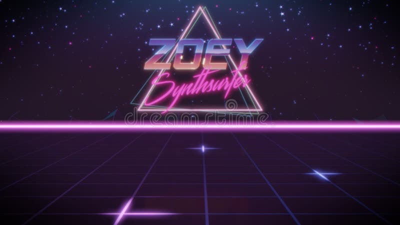 Nome Zoey nello stile dello synthwave illustrazione di stock