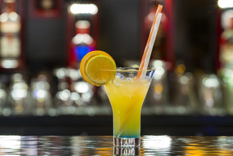 Non-alcoholic cocktail on restaurant bar